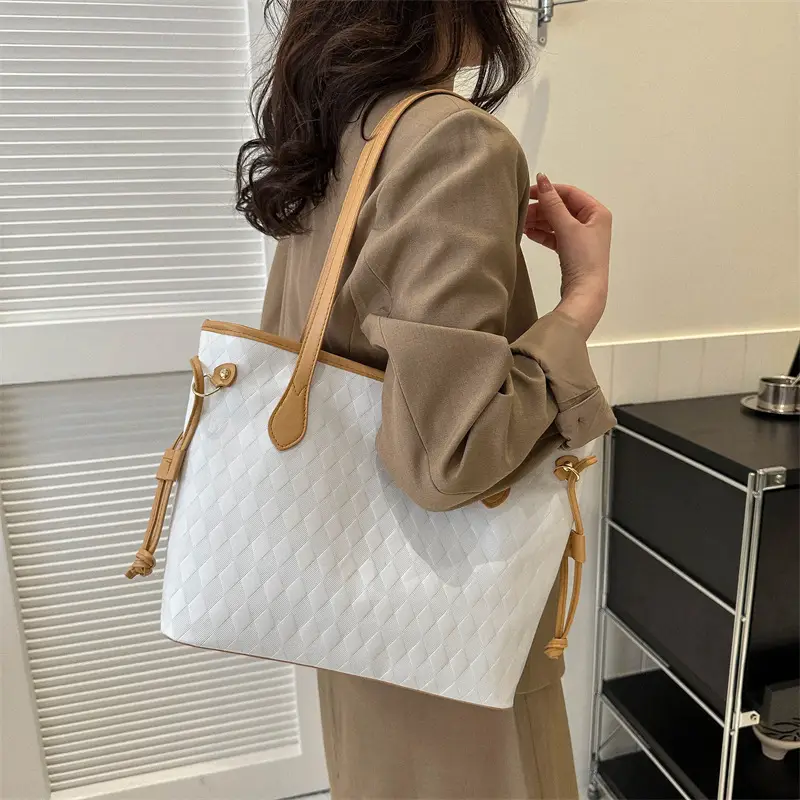 White Quilted Shoulder Bag with Pink Fruit Design for Women - Image 7