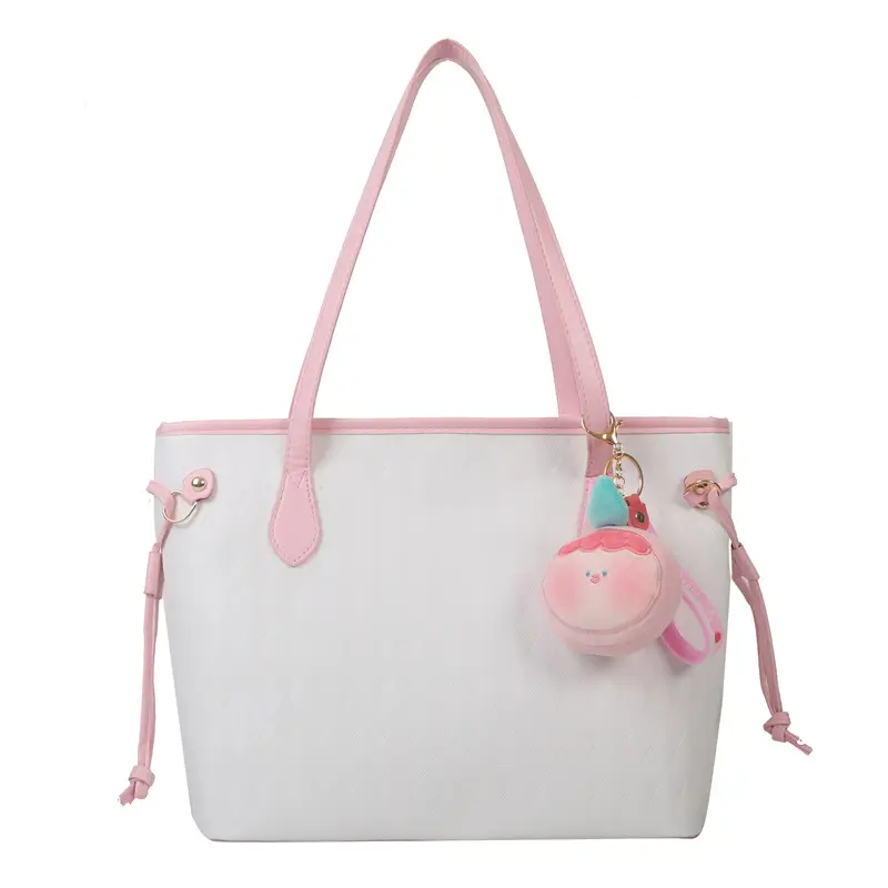 White Quilted Shoulder Bag with Pink Fruit Design for Women - Image 8