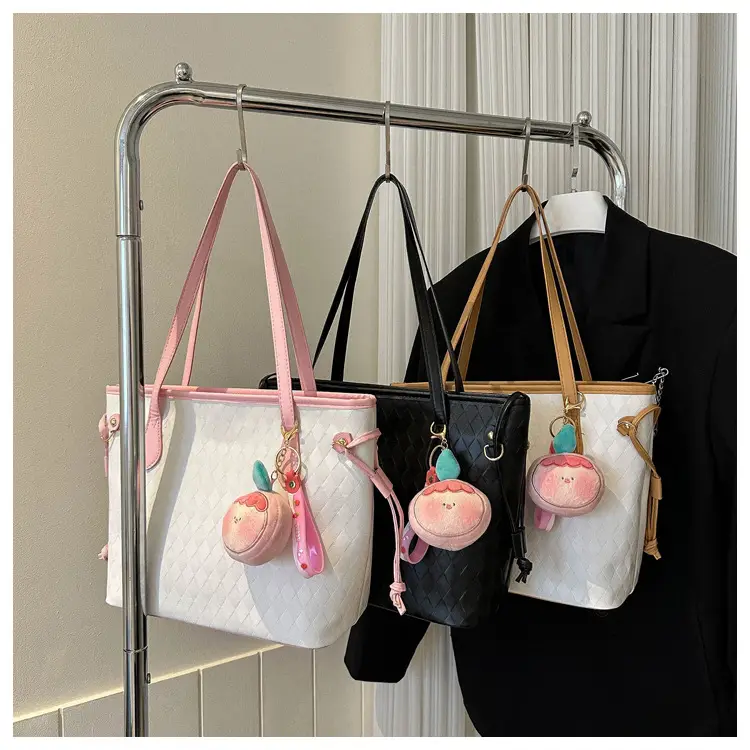 White Quilted Shoulder Bag with Pink Fruit Design for Women — feature 24