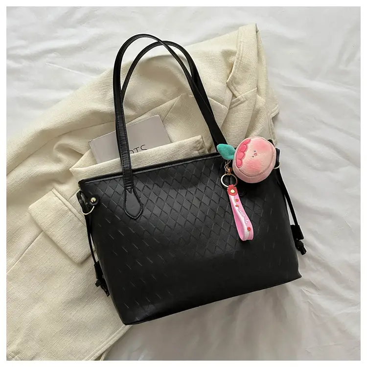 White Quilted Shoulder Bag with Pink Fruit Design for Women - Image 2