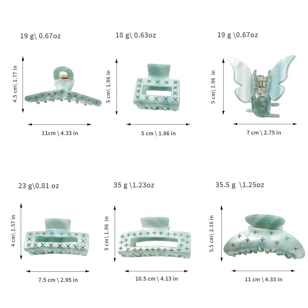 Women's Acrylic Shark Clip with Diamond Embellishment - Image 10
