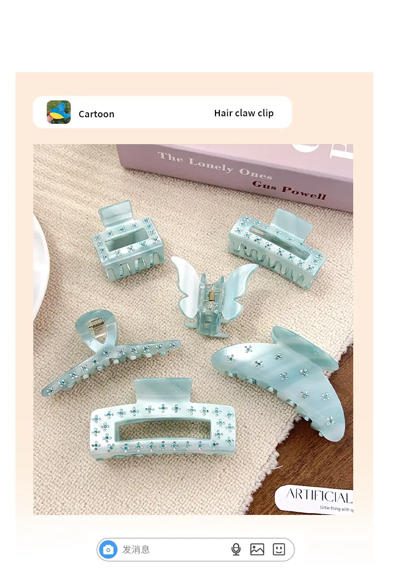 Women's Acrylic Shark Clip with Diamond Embellishment — feature 2