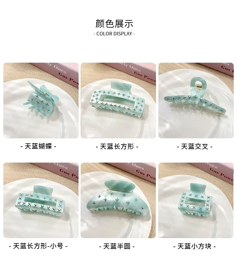Women's Acrylic Shark Clip with Diamond Embellishment — feature 5