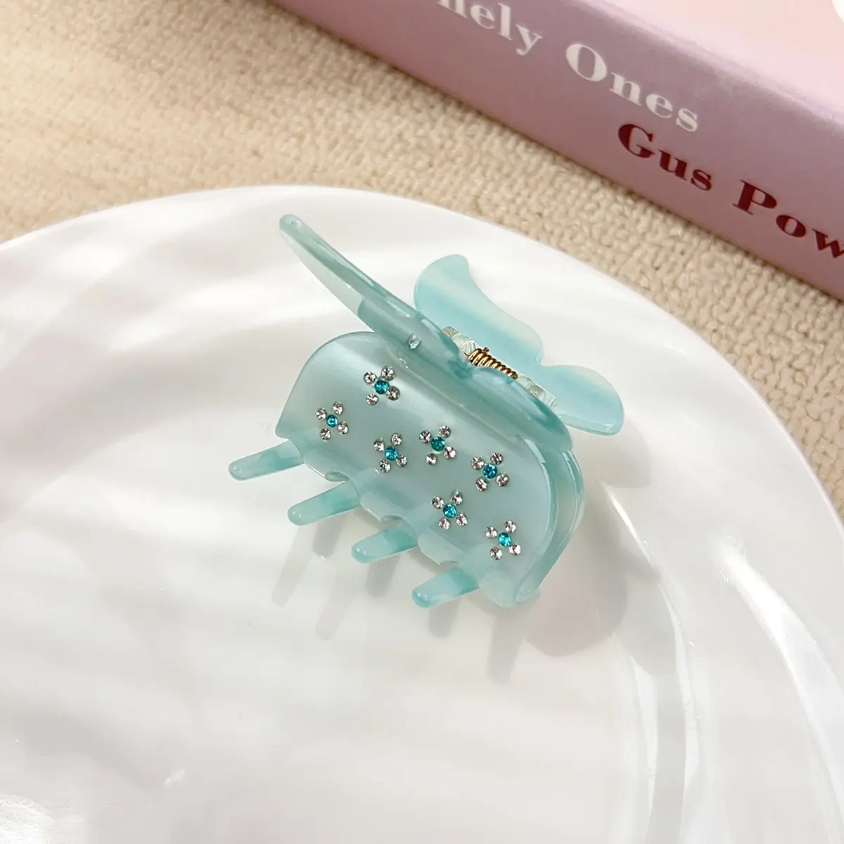 Women's Acrylic Shark Clip with Diamond Embellishment