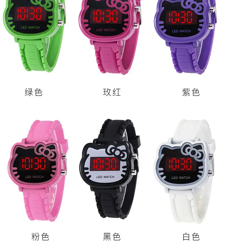 Kids LED Electronic Watch Black Silicone Female Students — feature 6