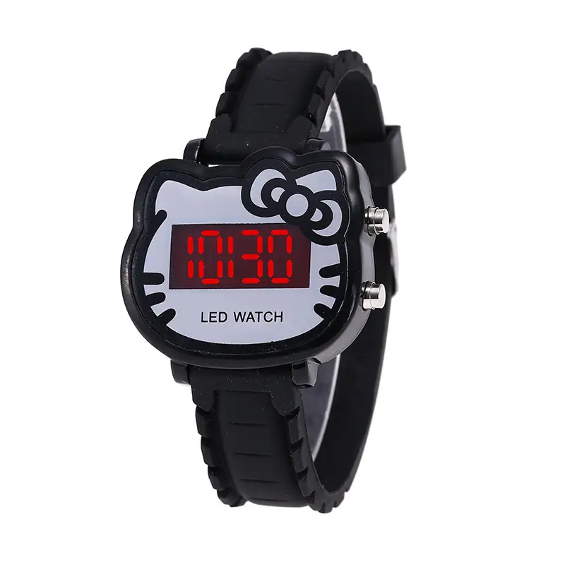Kids LED Electronic Watch Black Silicone Female Students - Image 2
