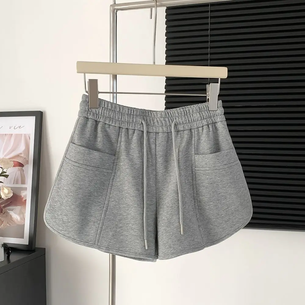 Women's Pink Drawstring Shorts High Waist Loose Summer - Image 2
