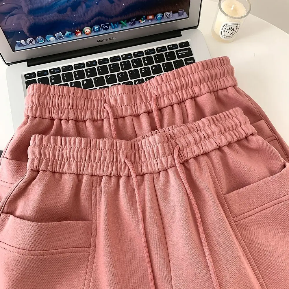 Women's Pink Drawstring Shorts High Waist Loose Summer — feature 13