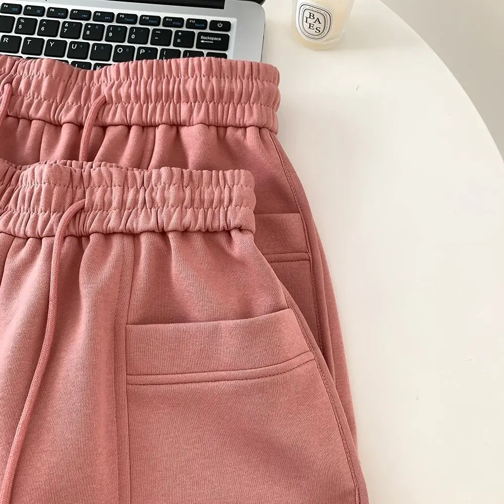 Women's Pink Drawstring Shorts High Waist Loose Summer — feature 14