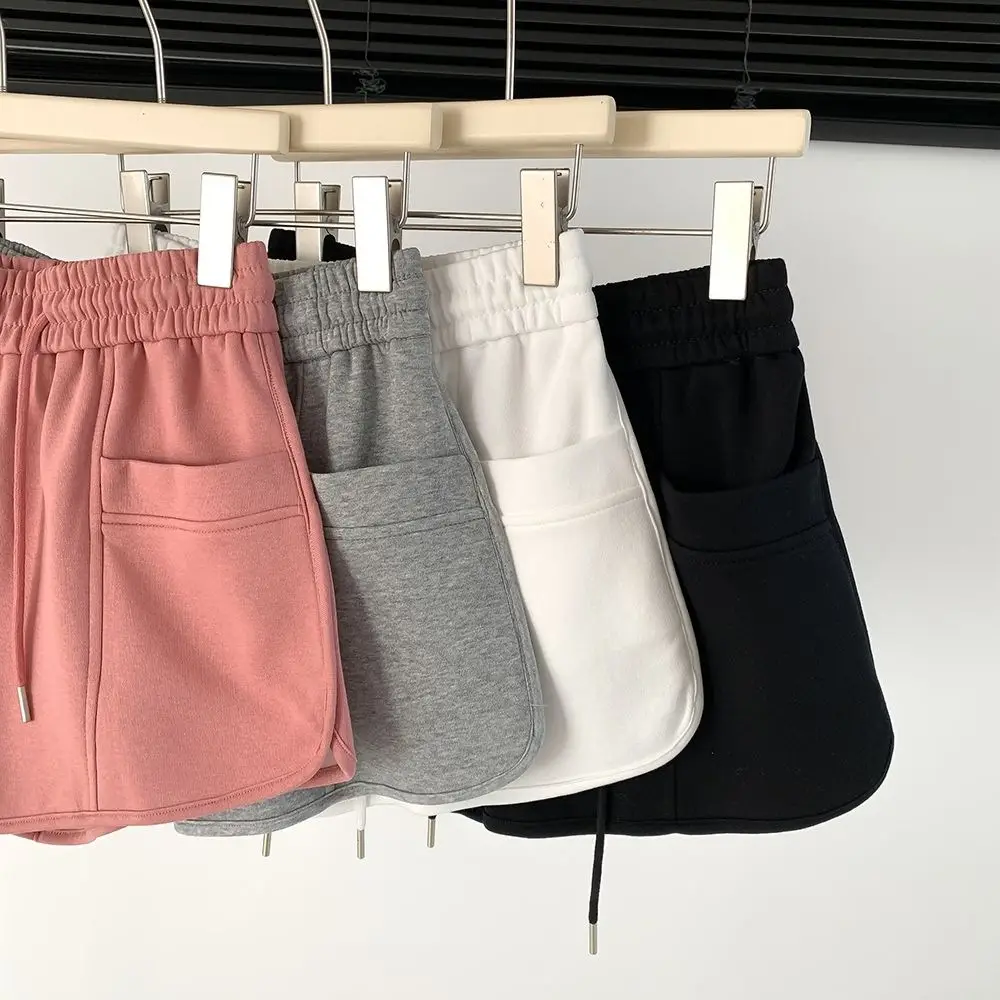 Women's Pink Drawstring Shorts High Waist Loose Summer — feature 4