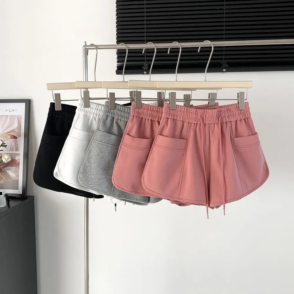 Women's Pink Drawstring Shorts High Waist Loose Summer — feature 5