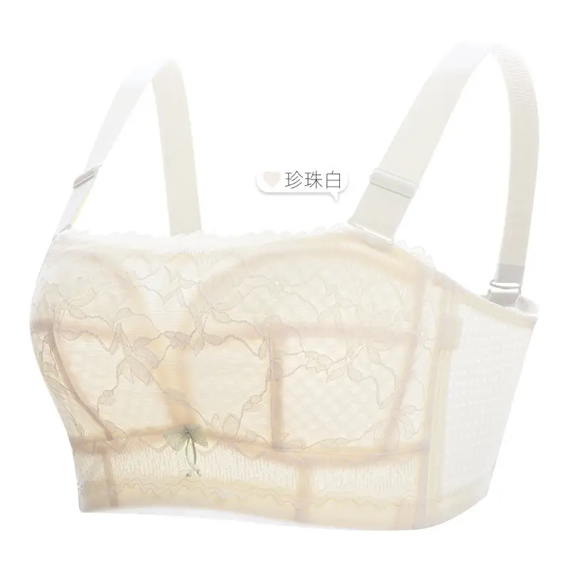Summer Thin Strapless Underwear Women's Gathering Non-slip Chest Wrapping Sexy Strapless Bra Large Bra Small Chest