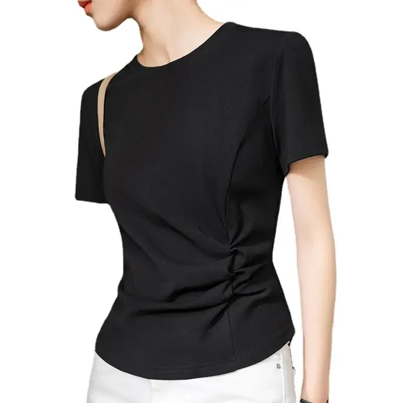Women White Cotton T-Shirt Summer 2024 - Image 7