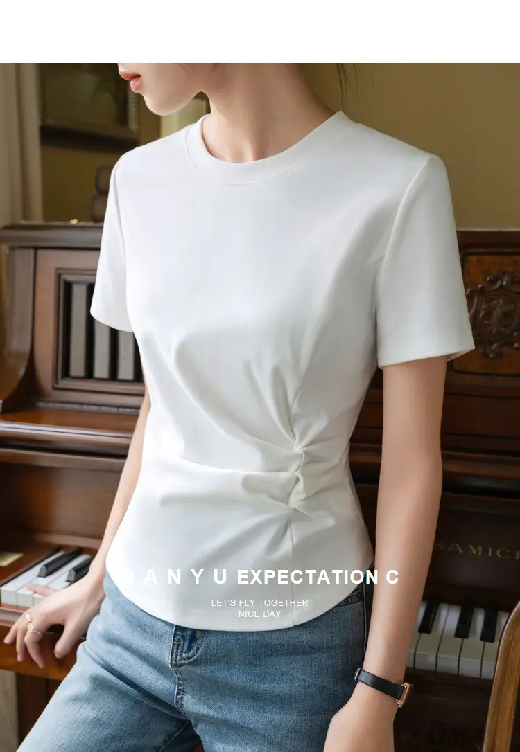 Women White Cotton T-Shirt Summer 2024 — feature 12