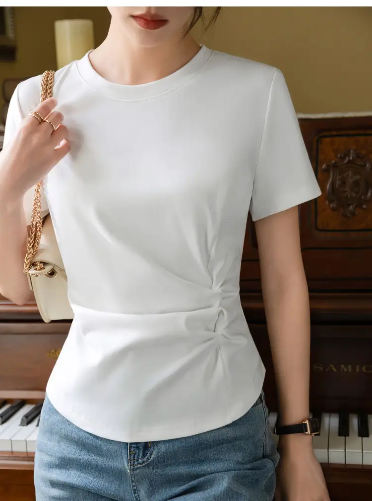 Women White Cotton T-Shirt Summer 2024 — feature 14