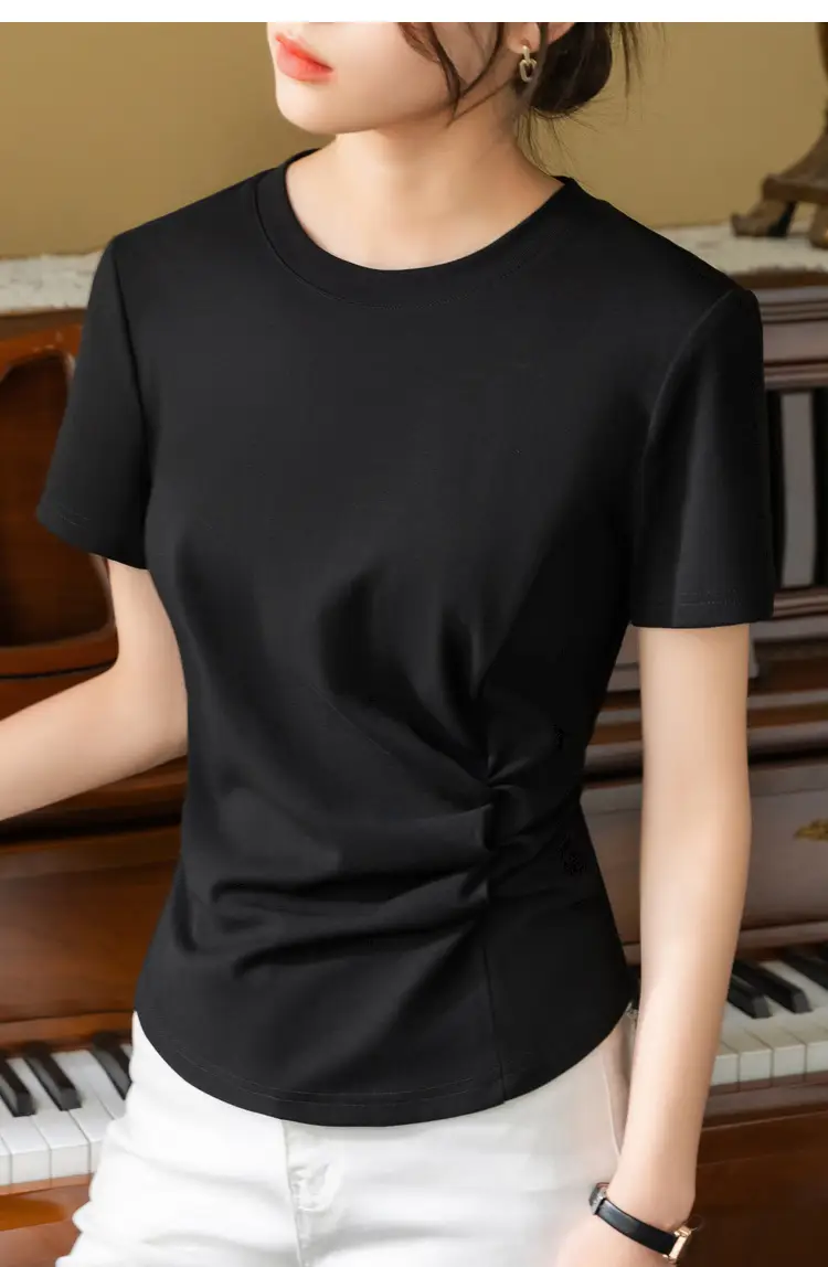 Women White Cotton T-Shirt Summer 2024 — feature 4
