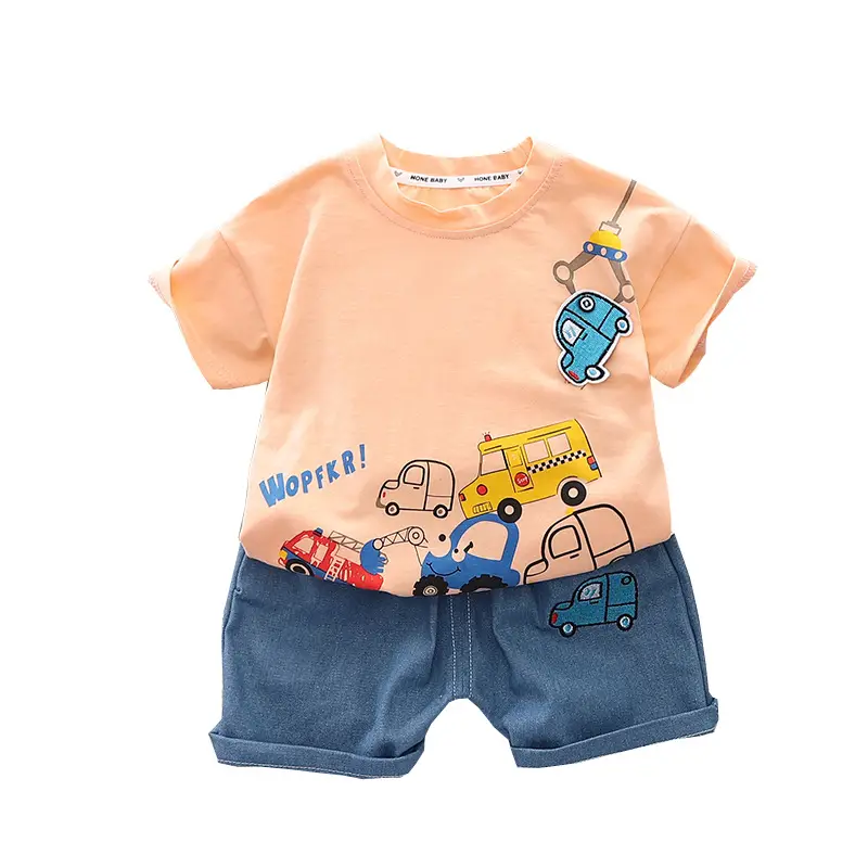Boys Cotton Car Print Shorts Top Summer Suit - Image 6