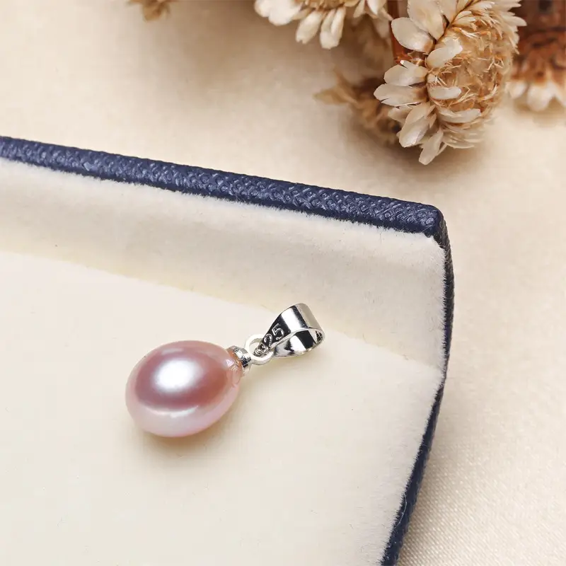 Elegant Pearl Pendant with Rice Beads 925 Sterling Silver - Image 2