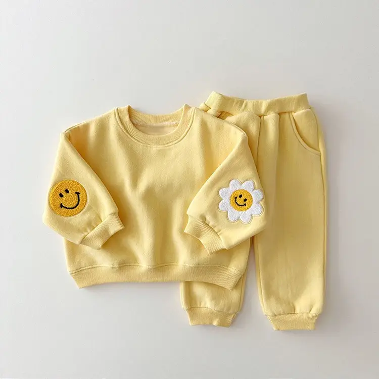 Baby Sunflower & Smile Sweatshirt Set Yellow - Image 3