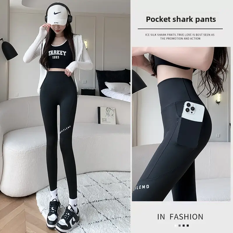 Women's Side Flap Pocket Pants Shark Pants Slimming Summer - Image 7