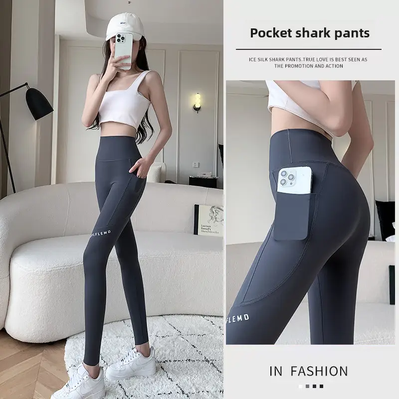 Women's Side Flap Pocket Pants Shark Pants Slimming Summer - Image 9