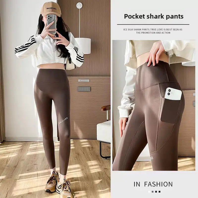 Women's Side Flap Pocket Pants Shark Pants Slimming Summer - Image 13