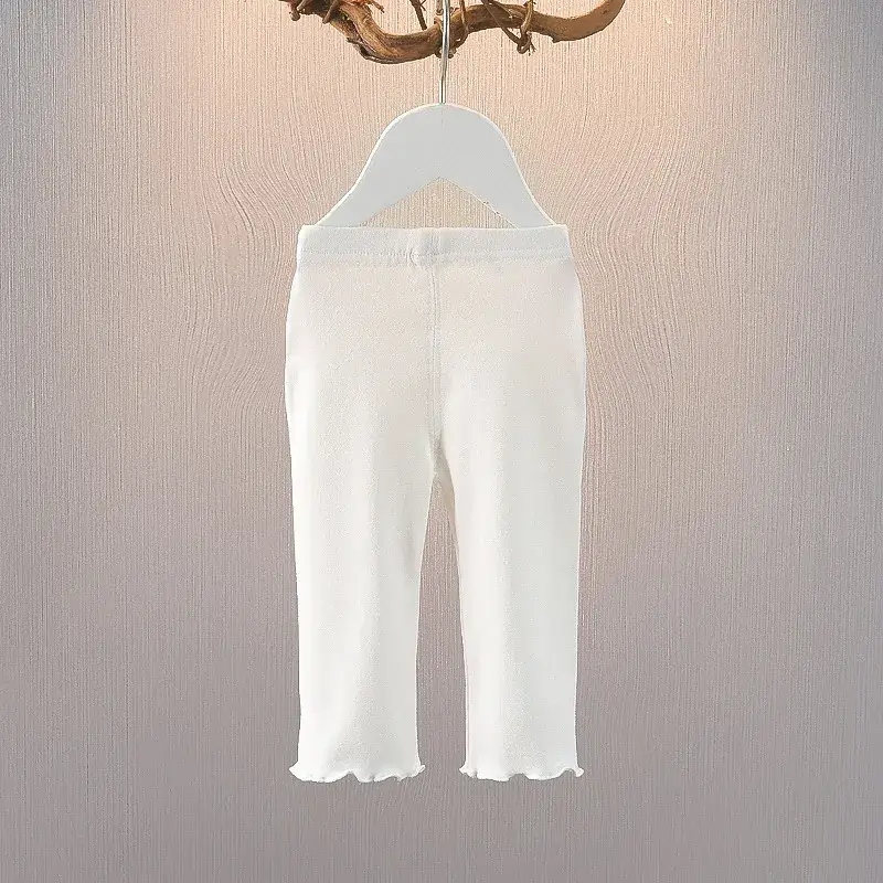 Girls' White Cotton Capri Leggings Summer Wear
