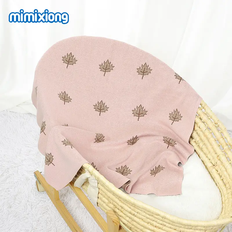Green Knitted Maple Leaf Baby Blanket - Image 8