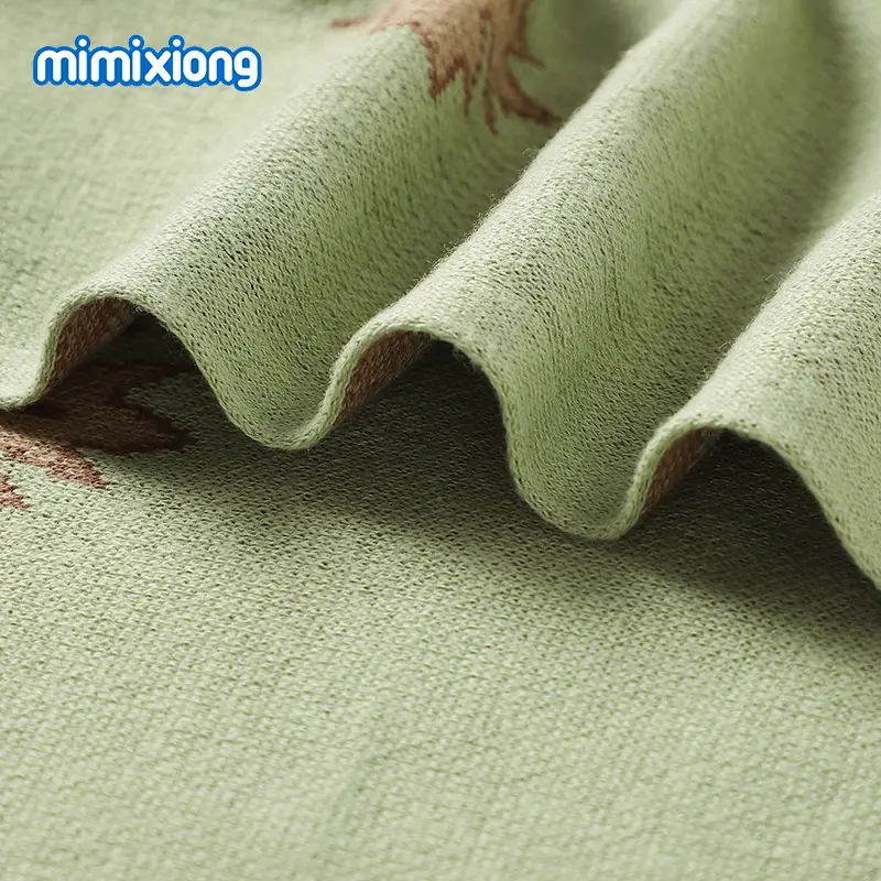 Green Knitted Maple Leaf Baby Blanket - Image 9