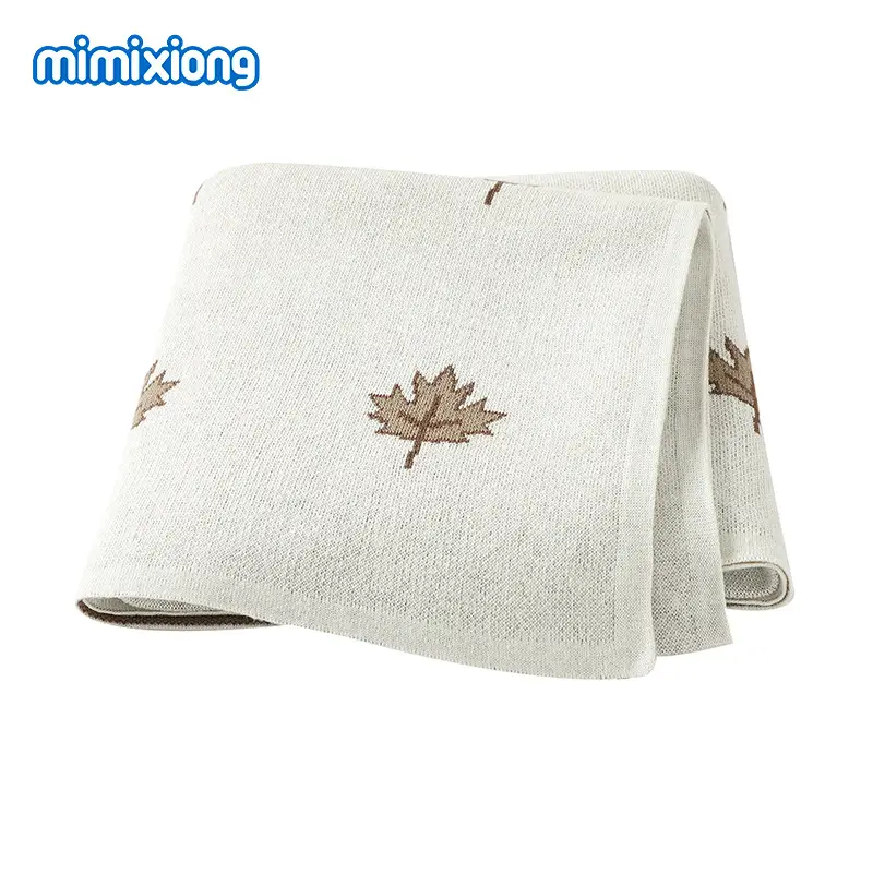 Green Knitted Maple Leaf Baby Blanket - Image 11