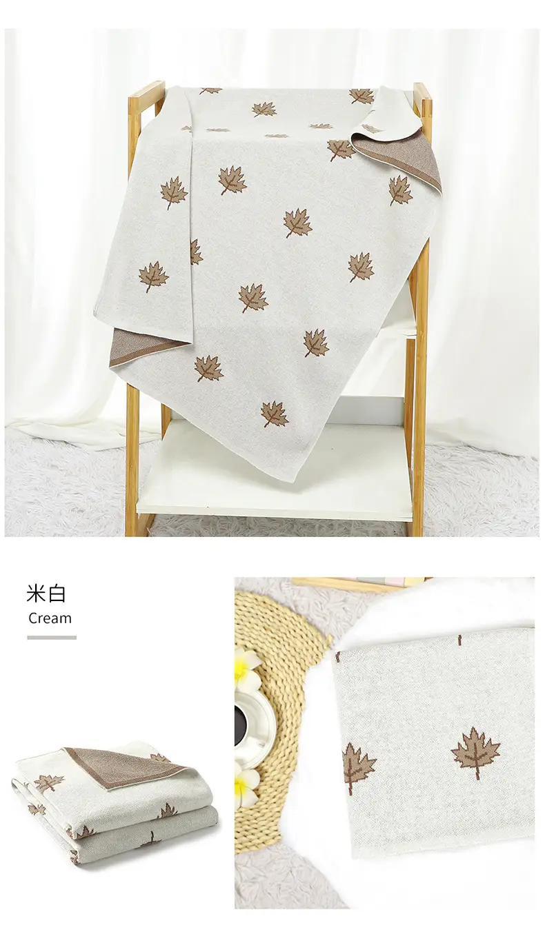 Green Knitted Maple Leaf Baby Blanket — feature 13