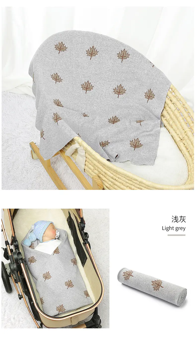 Green Knitted Maple Leaf Baby Blanket — feature 14