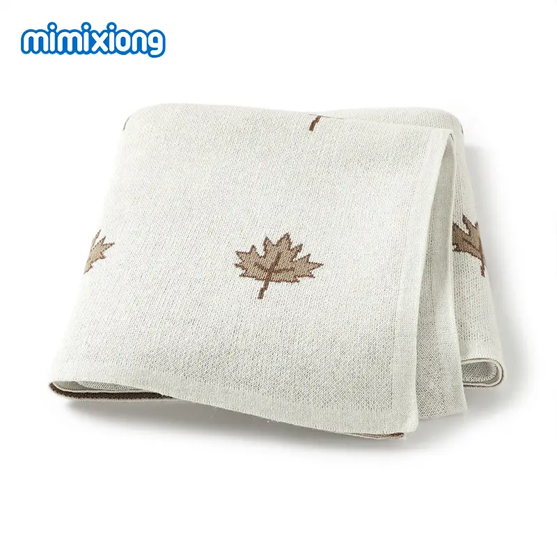 Green Knitted Maple Leaf Baby Blanket - Image 3