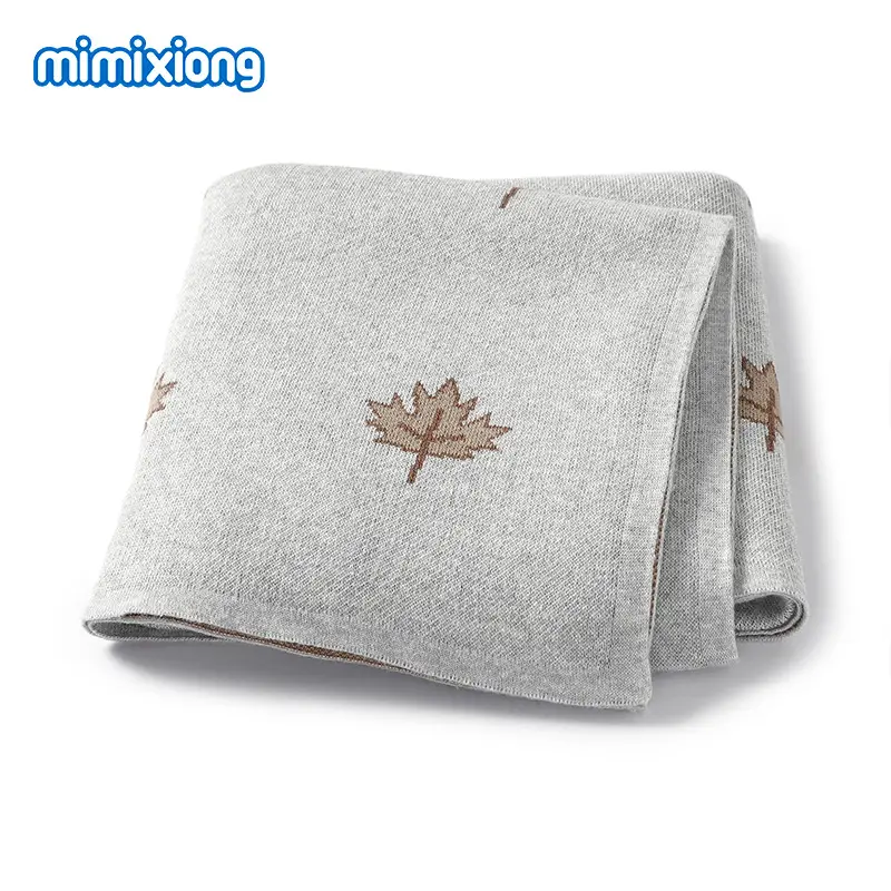 Green Knitted Maple Leaf Baby Blanket - Image 4