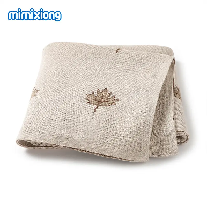 Green Knitted Maple Leaf Baby Blanket - Image 6