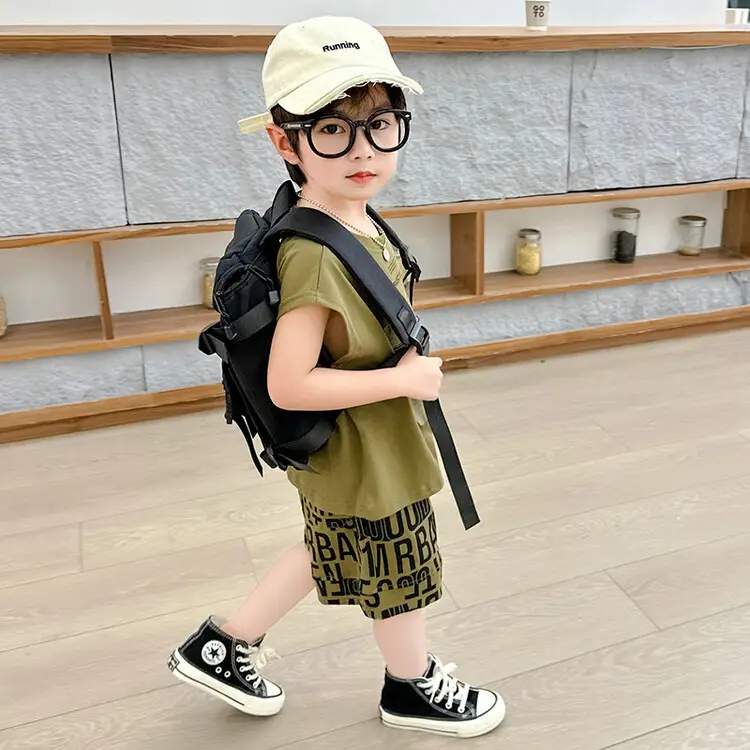 3598 Children's Summer Clothes Boys Suit Summer 2025 New Little Boy Baby Sleeveless Vest Two-Piece Set — feature 1