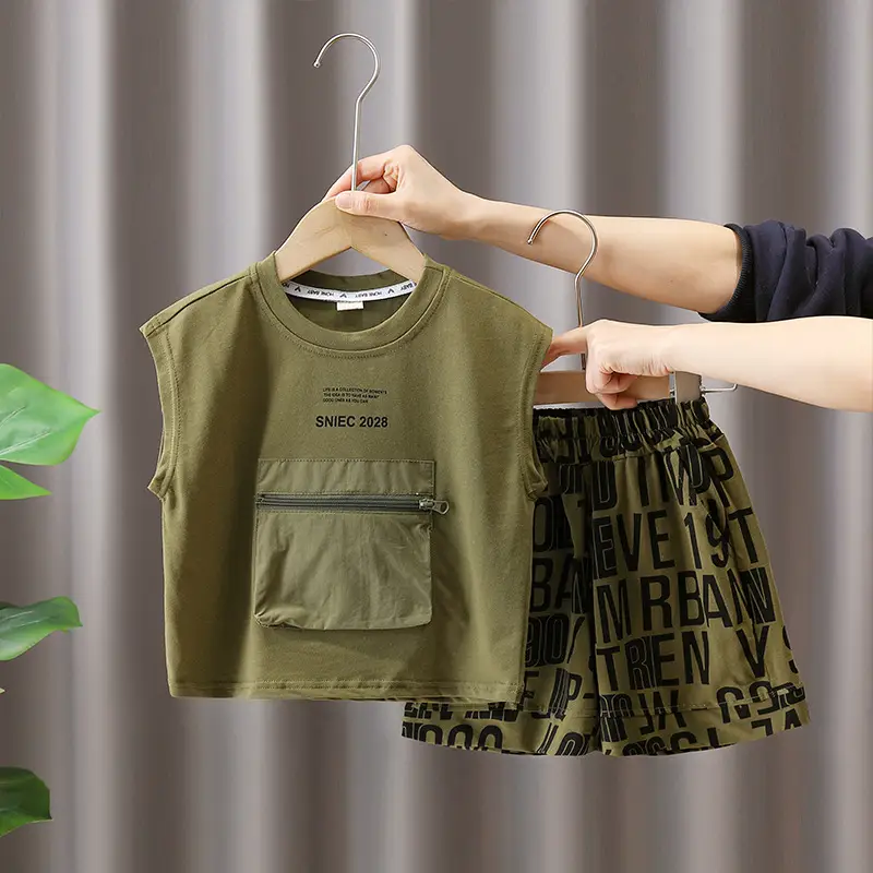 3598 Children's Summer Clothes Boys Suit Summer 2025 New Little Boy Baby Sleeveless Vest Two-Piece Set — feature 19