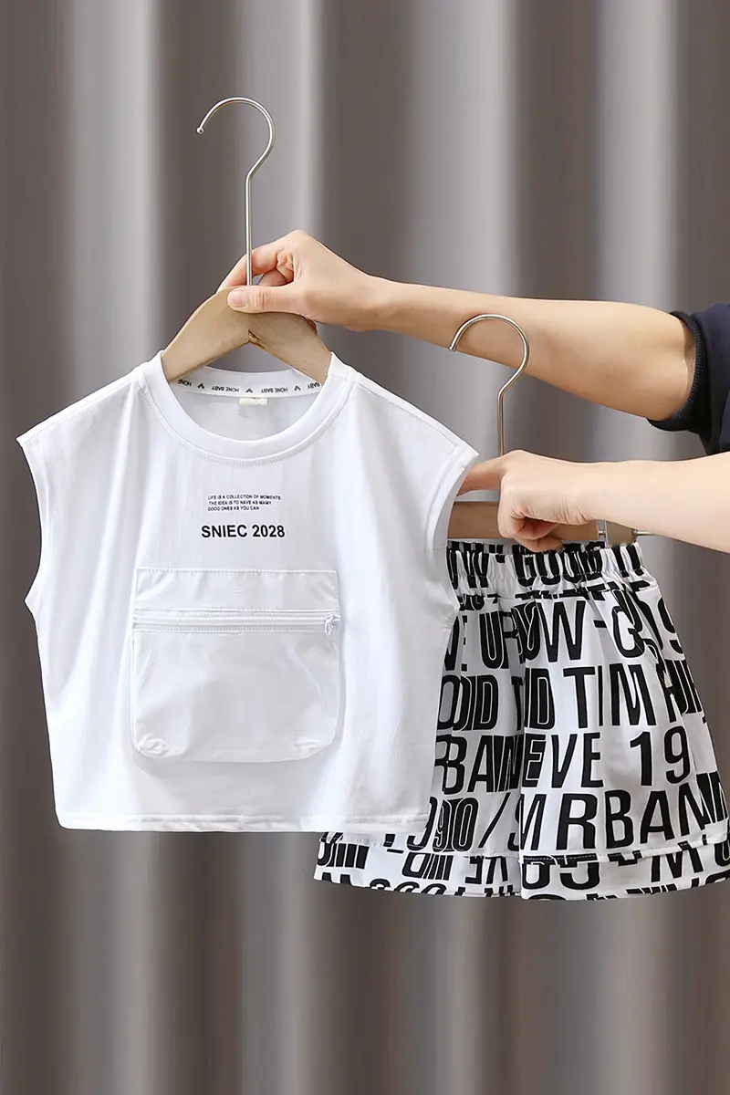 3598 Children's Summer Clothes Boys Suit Summer 2025 New Little Boy Baby Sleeveless Vest Two-Piece Set — feature 7