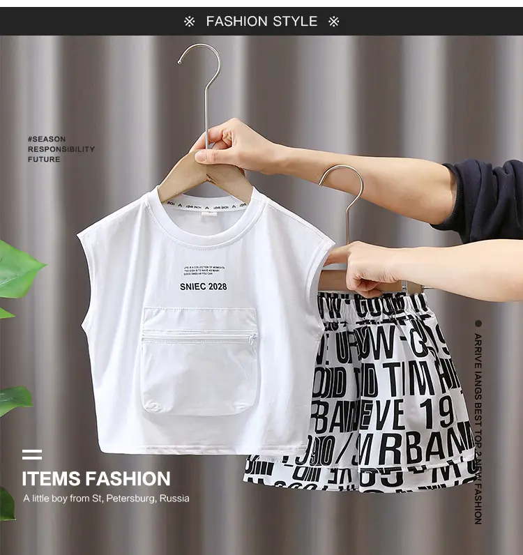 3598 Children's Summer Clothes Boys Suit Summer 2025 New Little Boy Baby Sleeveless Vest Two-Piece Set — feature 8