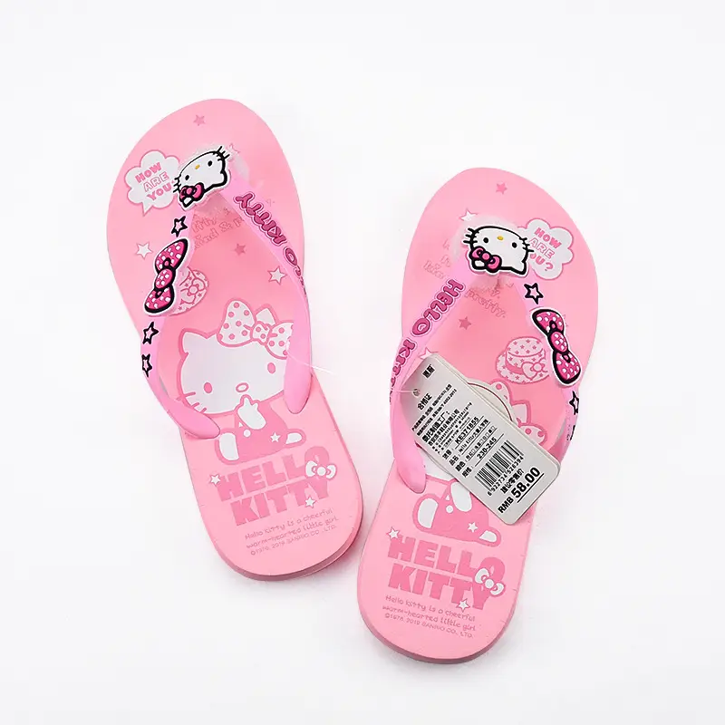 Hello Kitty Pink Flip Flops Women Summer Beach Wear