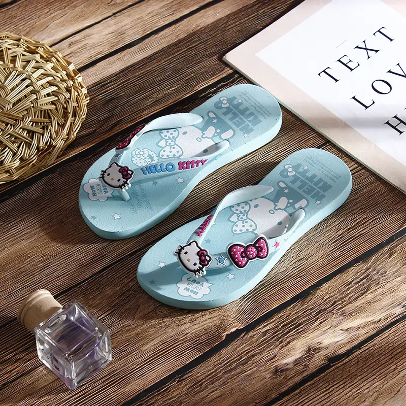 Hello Kitty Pink Flip Flops Women Summer Beach Wear