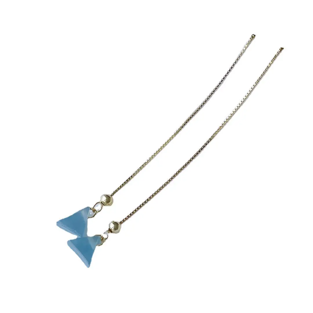 Ice Blue Jadeite Earrings Gold Plated 925 Silver - Image 5