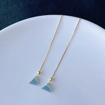 Ice Blue Jadeite Earrings Gold Plated 925 Silver — feature 23