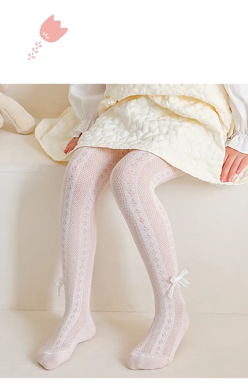 Girls Mesh Mosquito Proof Socks Pink Bow — feature 12