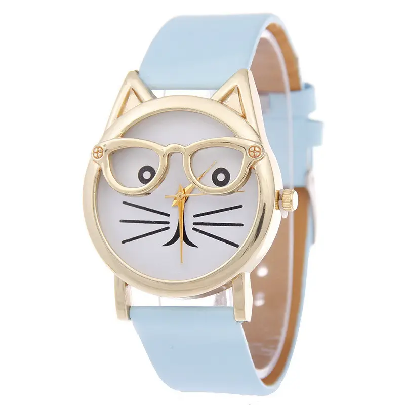Cat Glasses Gold Watch for Women Pink Belt — feature 4