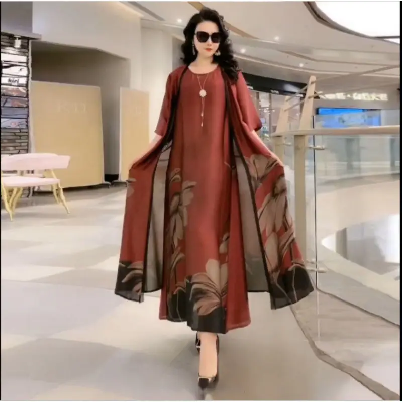 Women Printed Wide Leg Pants Set 2023 Summer Elegant Slim Fit