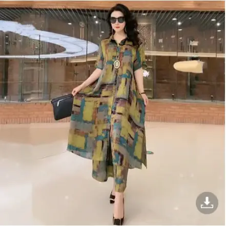 Women Printed Wide Leg Pants Set 2023 Summer Elegant Slim Fit — feature 11