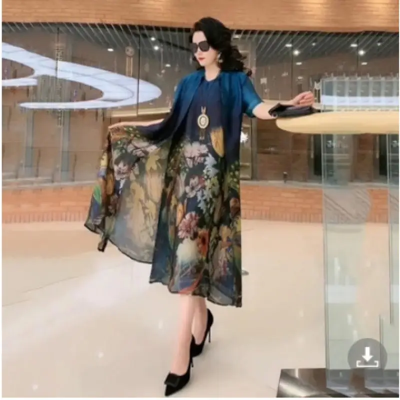 Women Printed Wide Leg Pants Set 2023 Summer Elegant Slim Fit - Image 11