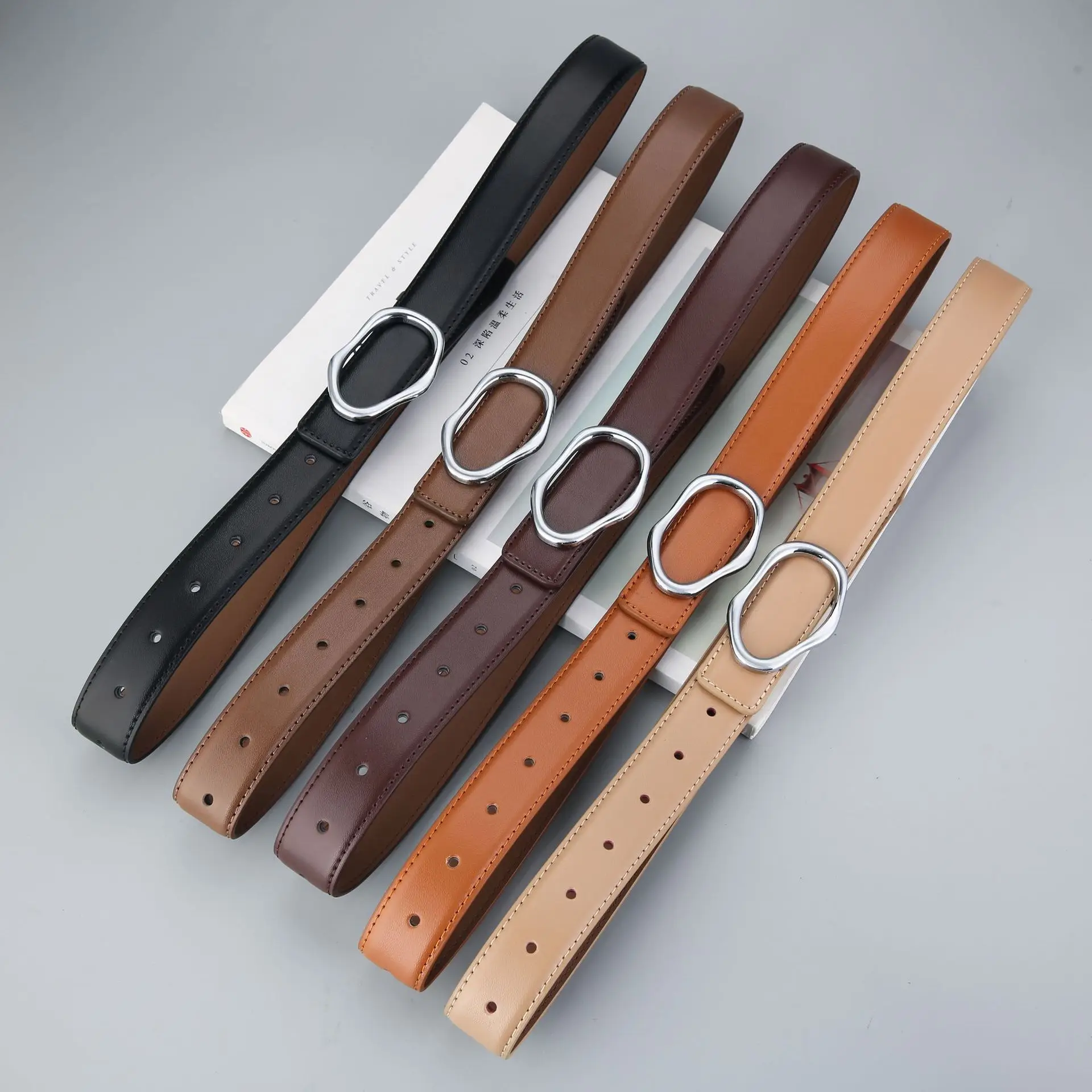 Men's Black Genuine Leather Belt with Silver Buckle - Image 9