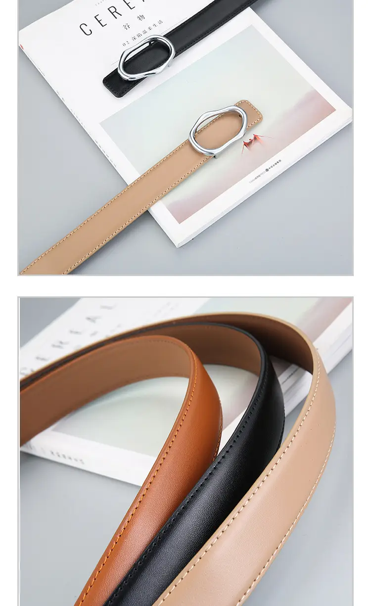 Men's Black Genuine Leather Belt with Silver Buckle β feature 4